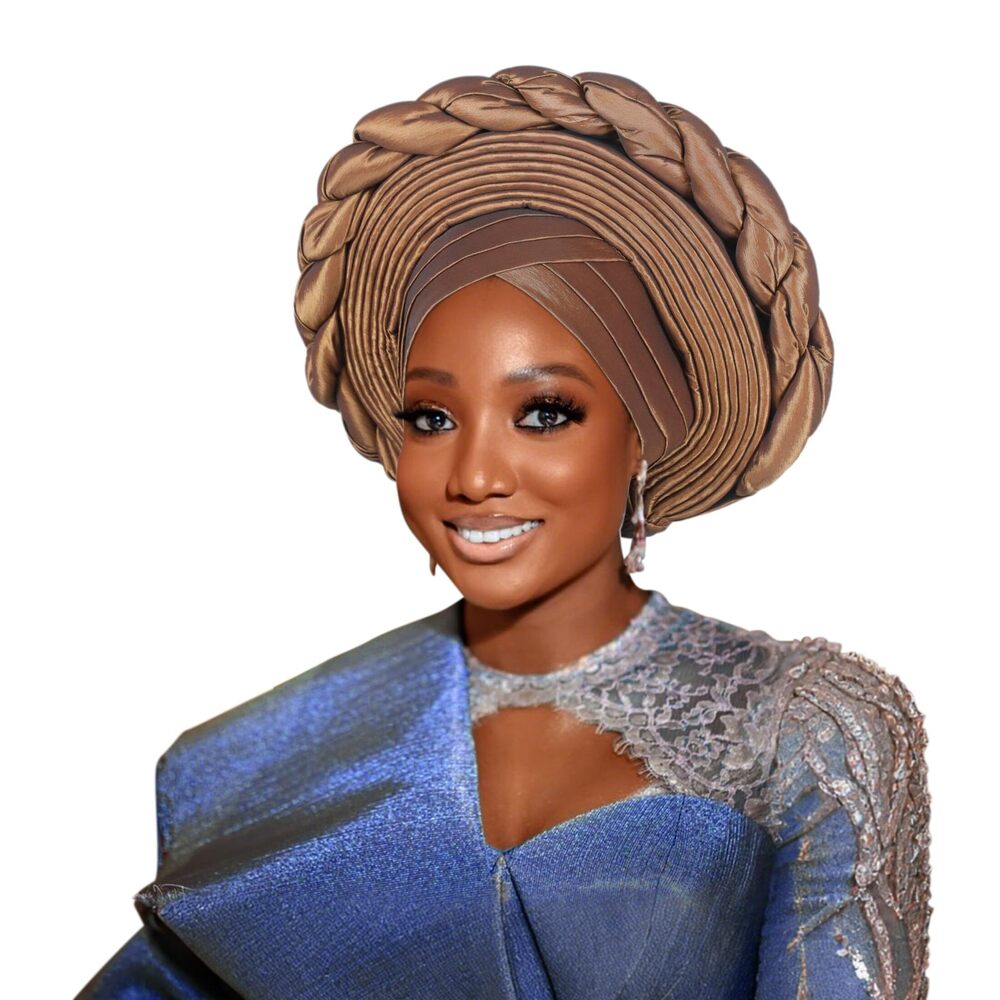 8514 Elegant Polyester African Headscarf-Stretchable Traditional Nigerian